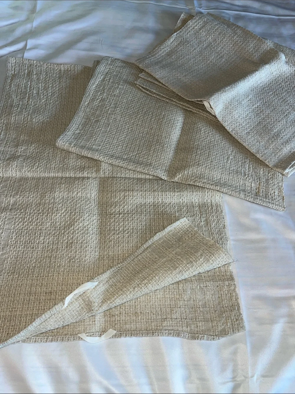 Cream Waffle Texture Linen Kitchen Dining Cloths